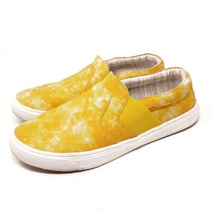 Torrid Mustard Tie-Dye Canvas Slip-On Wide Sneakers Size 9WW